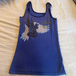 The Great China wall ink distressed rubbed tank in cobalt blue